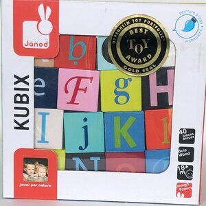 Janod Wooden Kubix 40 Letters & Numbers Blocks